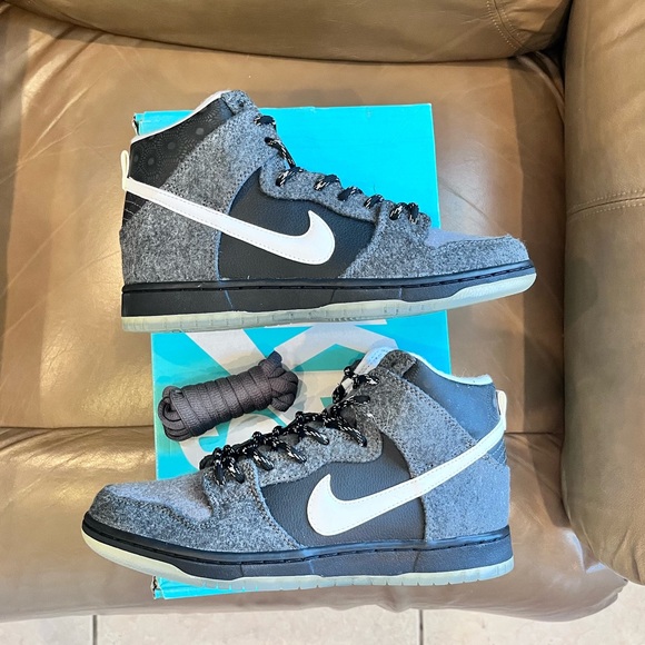 Nike SB Dunk High Petoskey Premium Sneakers Black Grey 3M Vintage Rare Pair - Picture 1 of 13
